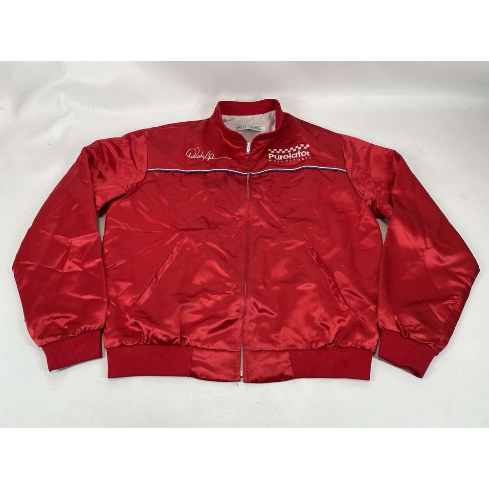 Eagle Ridge Purolator Motorsports Satin Bomber Jacket Mens Size L Red Vintage
